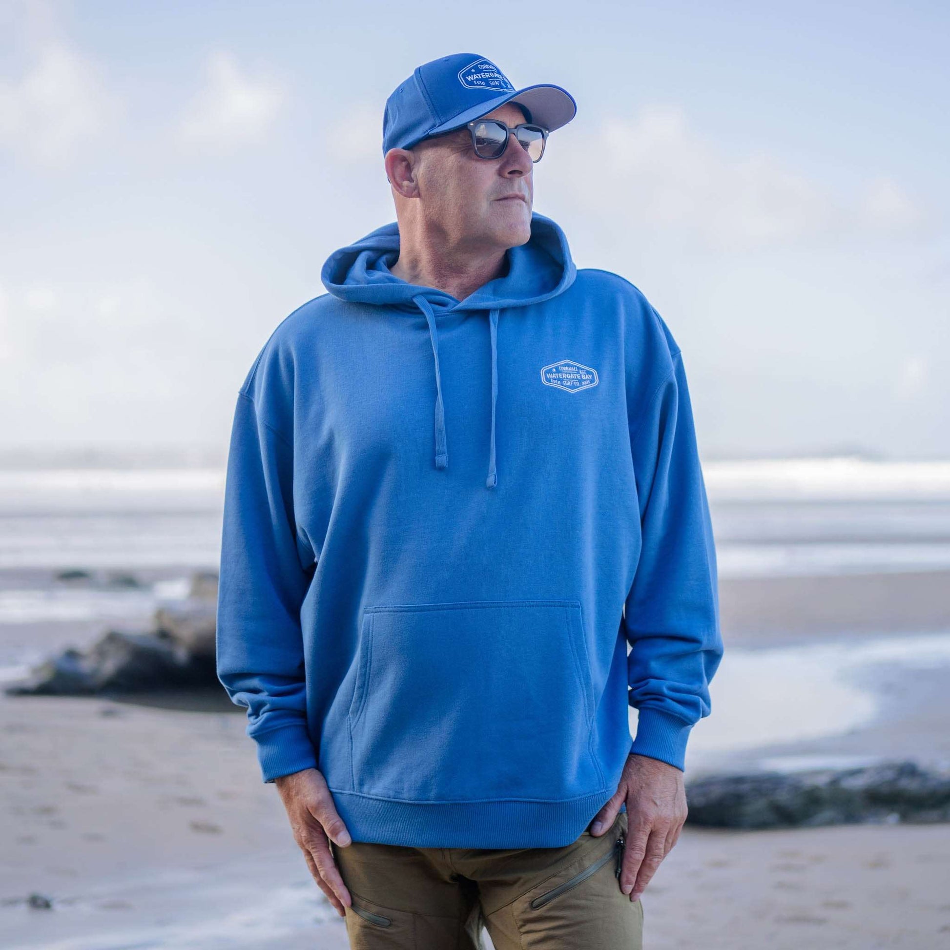 DIAMOND | EMBROIDERED HOODIE - BLUE -  - Watergate Bay Surf Company.