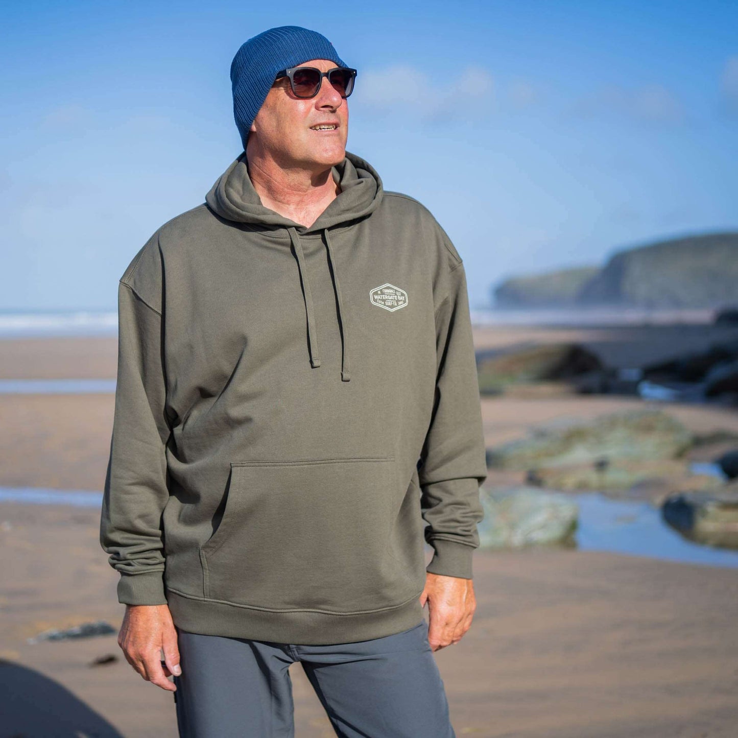 DIAMOND | EMBROIDERED HOODIE - KHAKI - - Watergate Bay Surf Company.