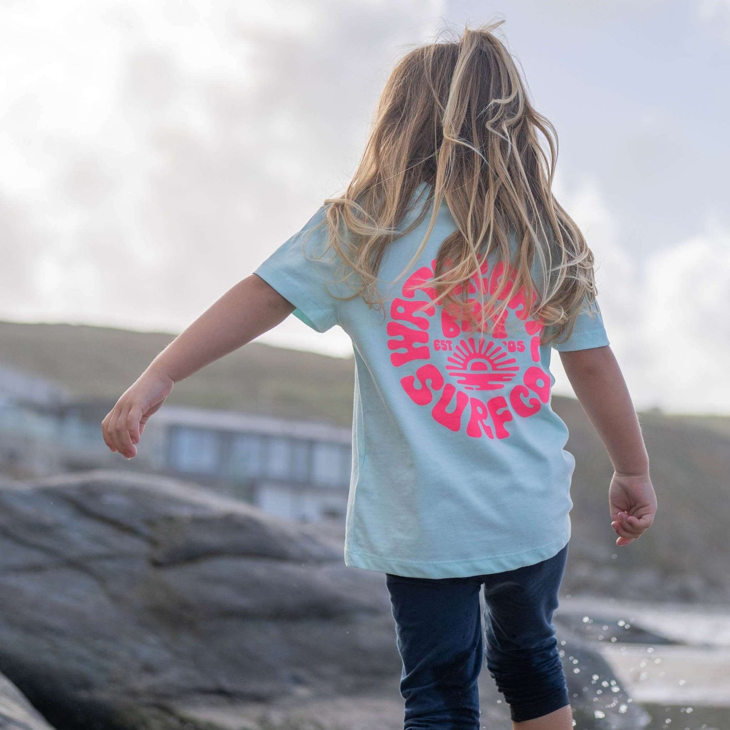 RETRO | KIDS T-SHIRT - CARIBEAN BLUE - - Watergate Bay Surf Company.
