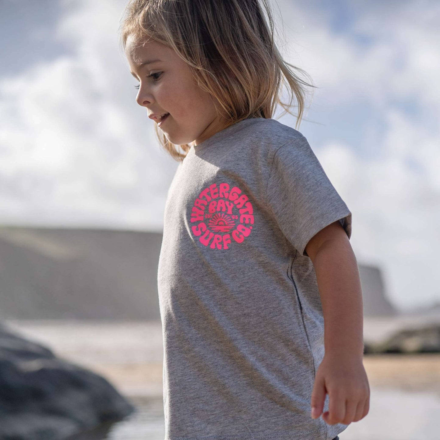 RETRO | KIDS T-SHIRT - HEATHER GREY - - Watergate Bay Surf Company.