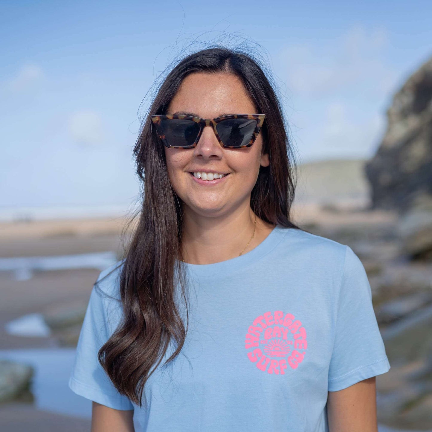 RETRO | LADIES T-SHIRT - SOUL BLUE - - Watergate Bay Surf Company.