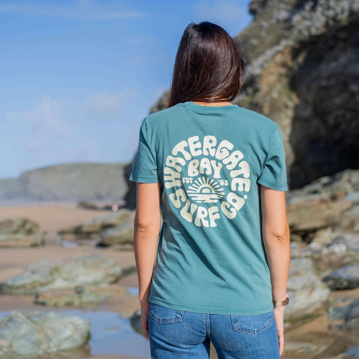 RETRO | MENS T-SHIRT - HYDRO GREEN - - Watergate Bay Surf Company.