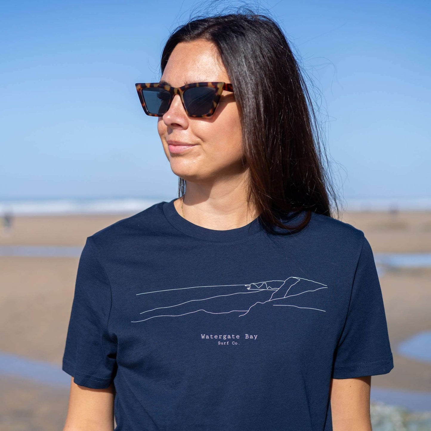 LINE | T-SHIRT - NAVY - - Watergate Bay Surf Company.