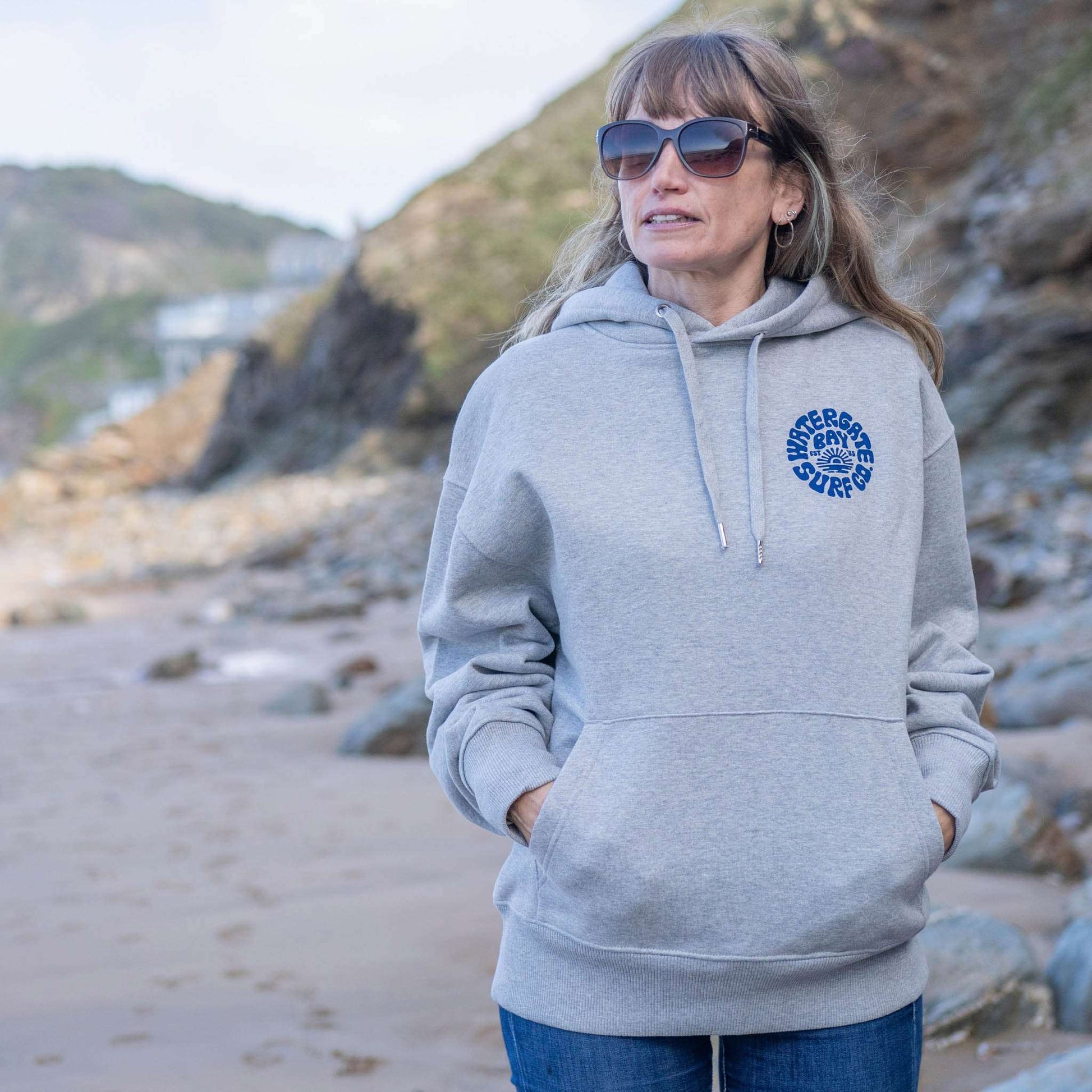 RETRO | HEAVY WEIGHT HOODIE - HEATHER GREY -  - Watergate Bay Surf Company.