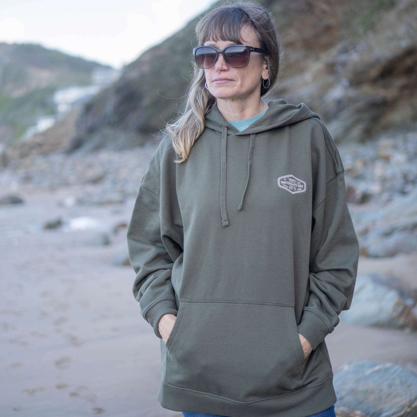 DIAMOND | EMBROIDERED HOODIE - KHAKI - - Watergate Bay Surf Company.