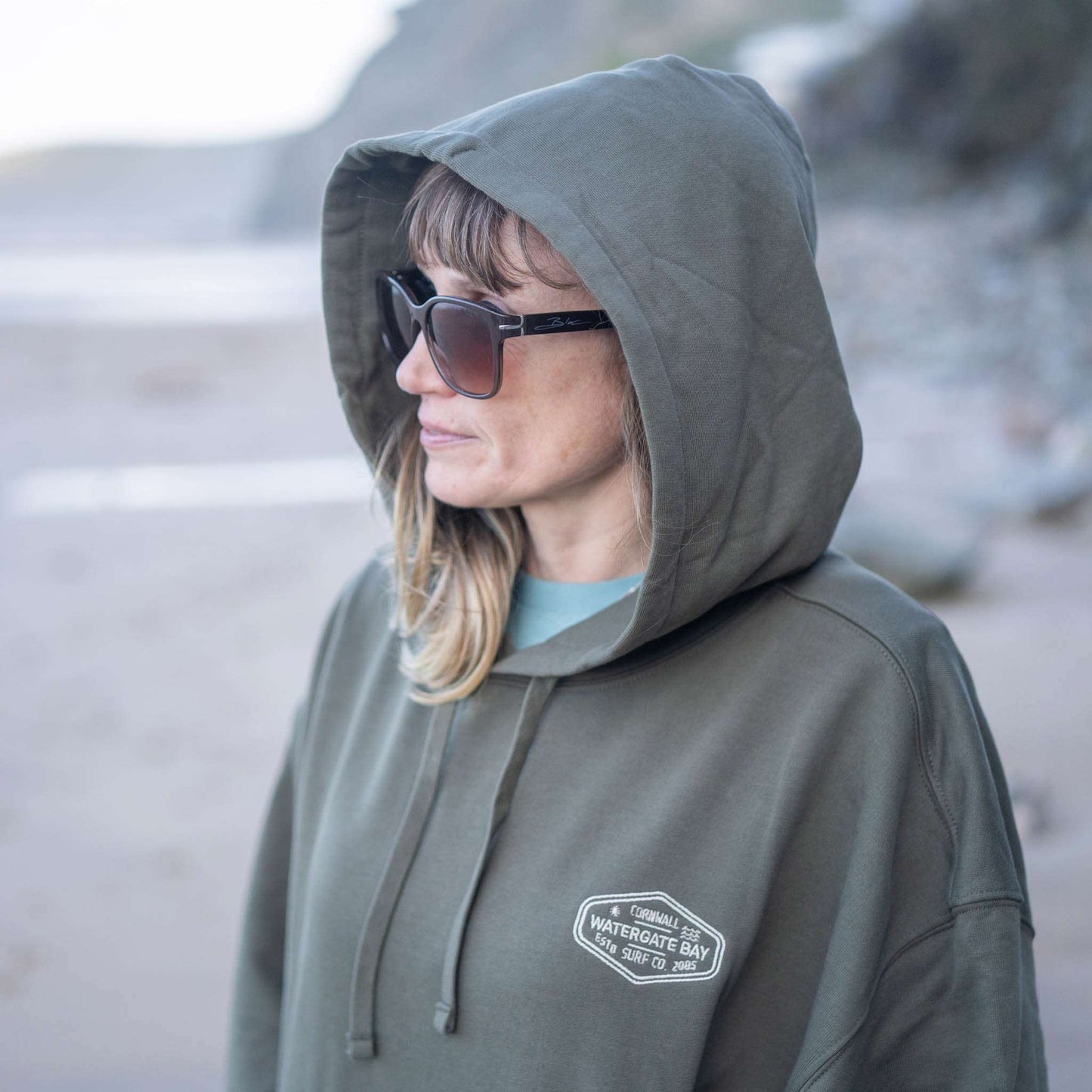 DIAMOND | EMBROIDERED HOODIE - KHAKI - - Watergate Bay Surf Company.