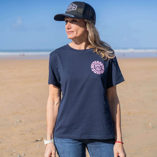 RETRO | LADIES T-SHIRT - NAVY -  - Watergate Bay Surf Company.