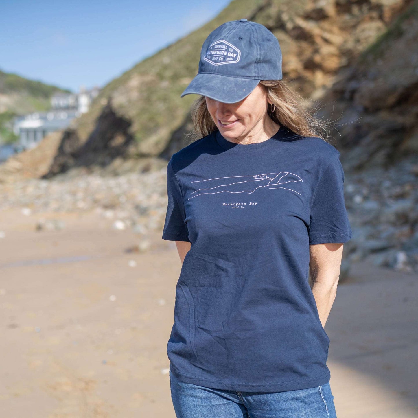 LINE | T-SHIRT - NAVY - - Watergate Bay Surf Company.