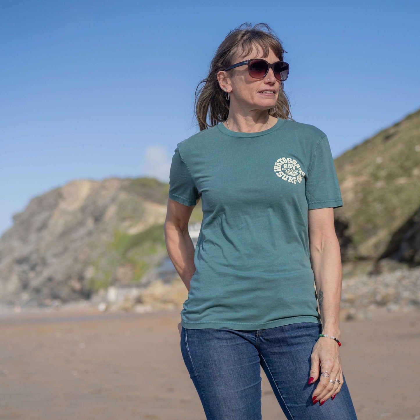 RETRO | MENS T-SHIRT - HYDRO GREEN - - Watergate Bay Surf Company.