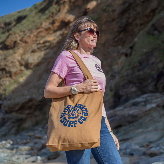 RETRO | TOTE BAG - KHAKI -  - Watergate Bay Surf Company.
