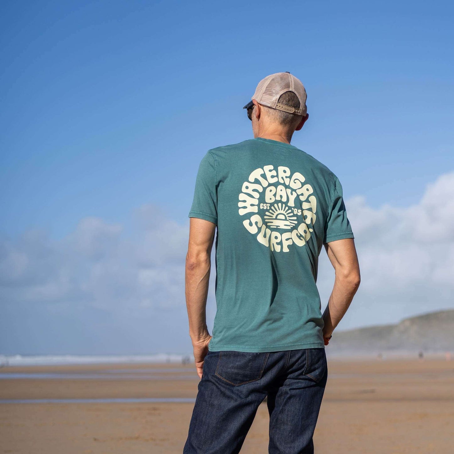 RETRO | MENS T-SHIRT - HYDRO GREEN - - Watergate Bay Surf Company.