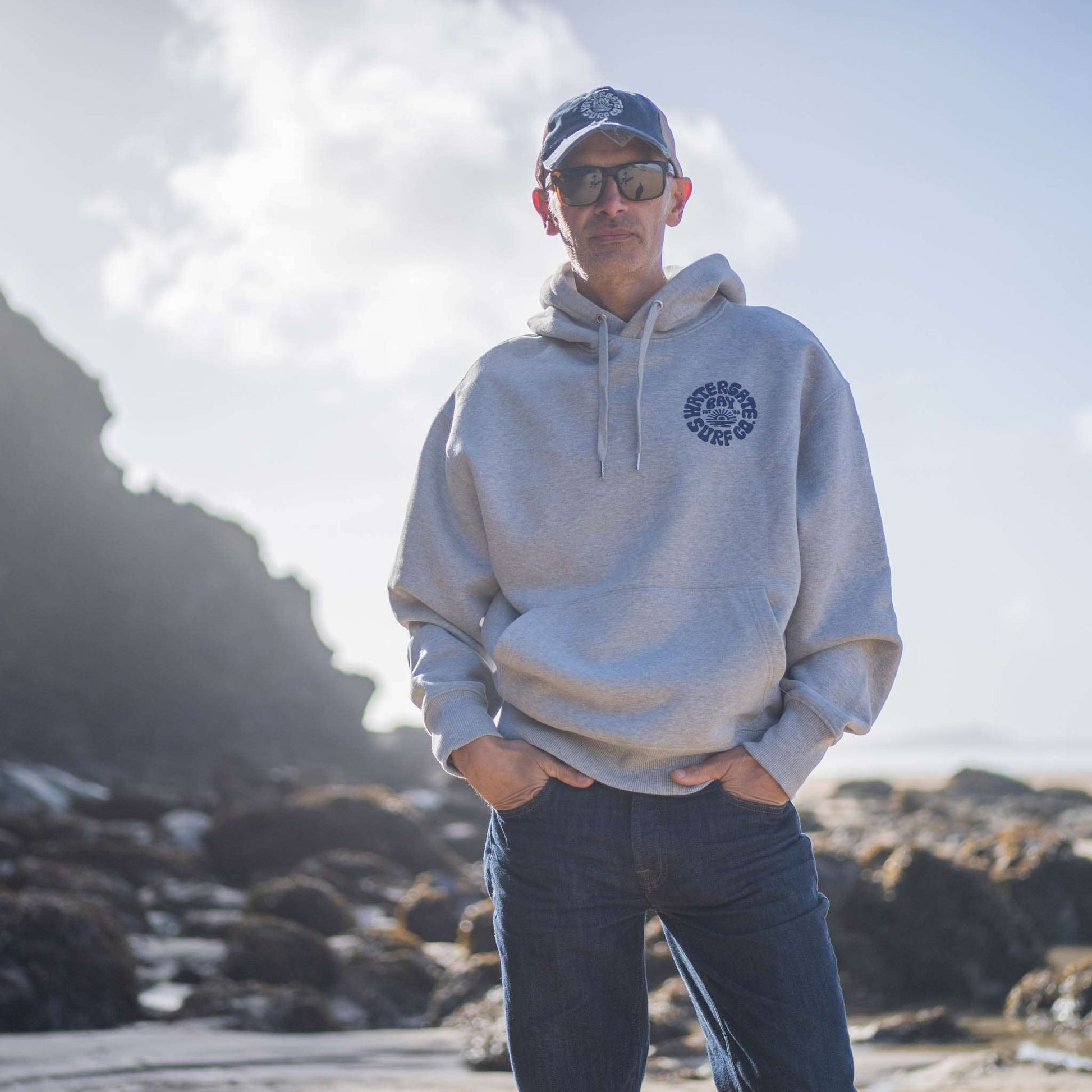 RETRO | HEAVY WEIGHT HOODIE - HEATHER GREY -  - Watergate Bay Surf Company.
