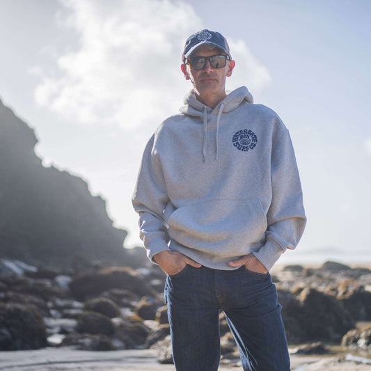 RETRO | HEAVY WEIGHT HOODIE - HEATHER GREY -  - Watergate Bay Surf Company.