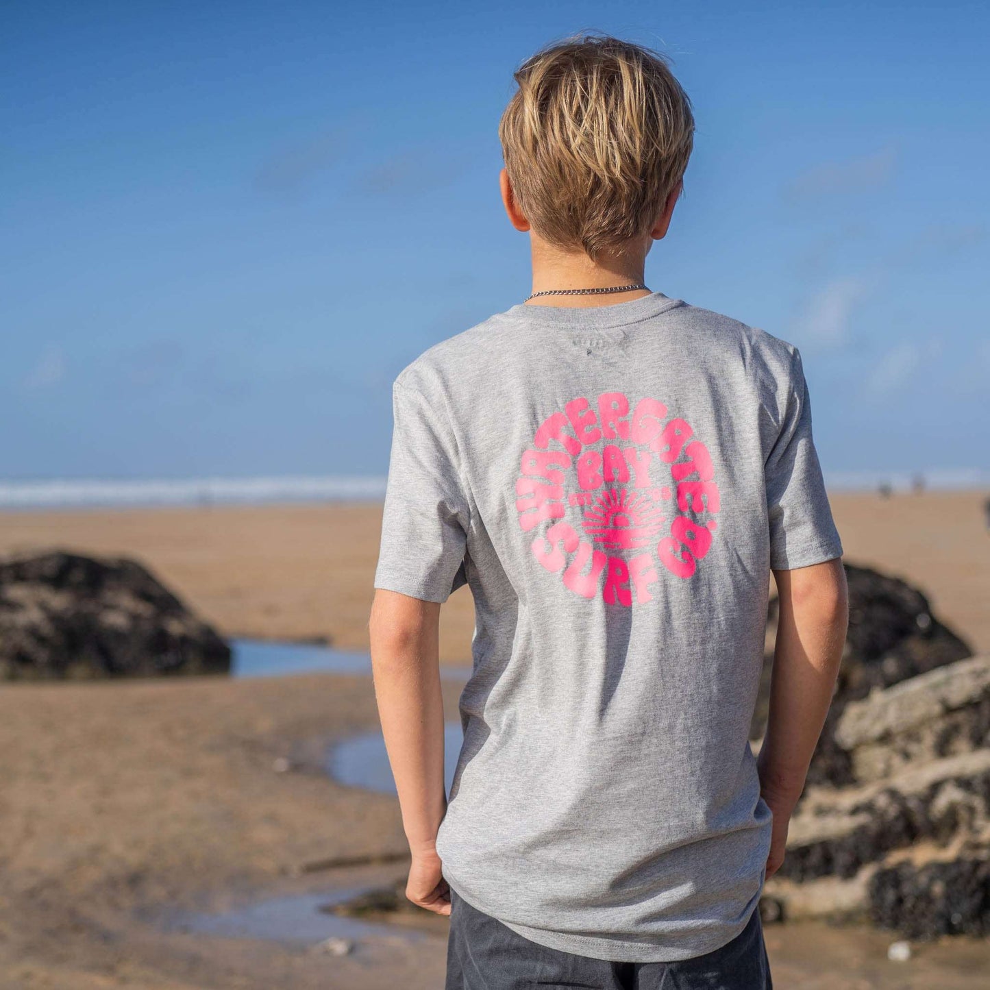 RETRO | KIDS T-SHIRT - HEATHER GREY - - Watergate Bay Surf Company.