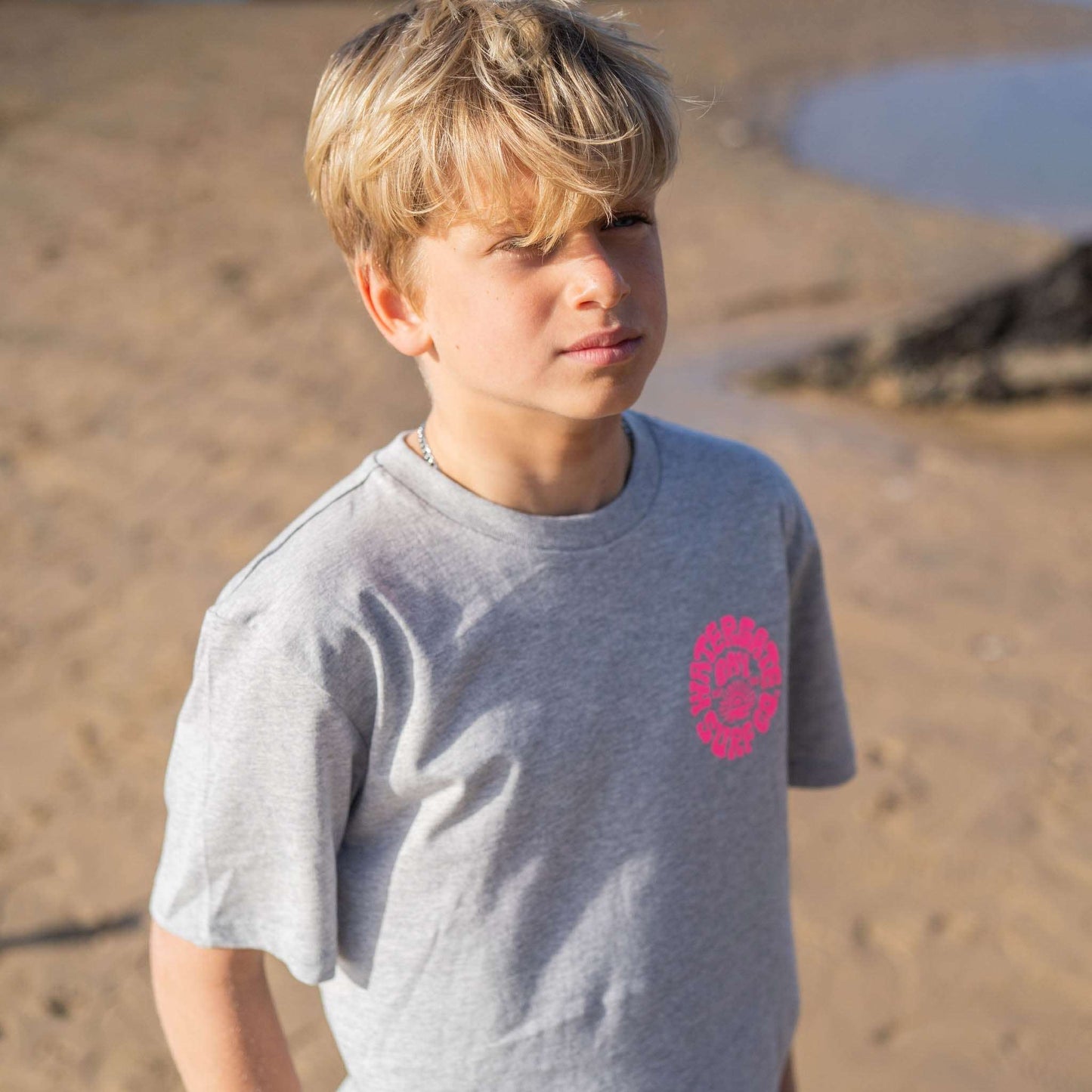 RETRO | KIDS T-SHIRT - HEATHER GREY - - Watergate Bay Surf Company.