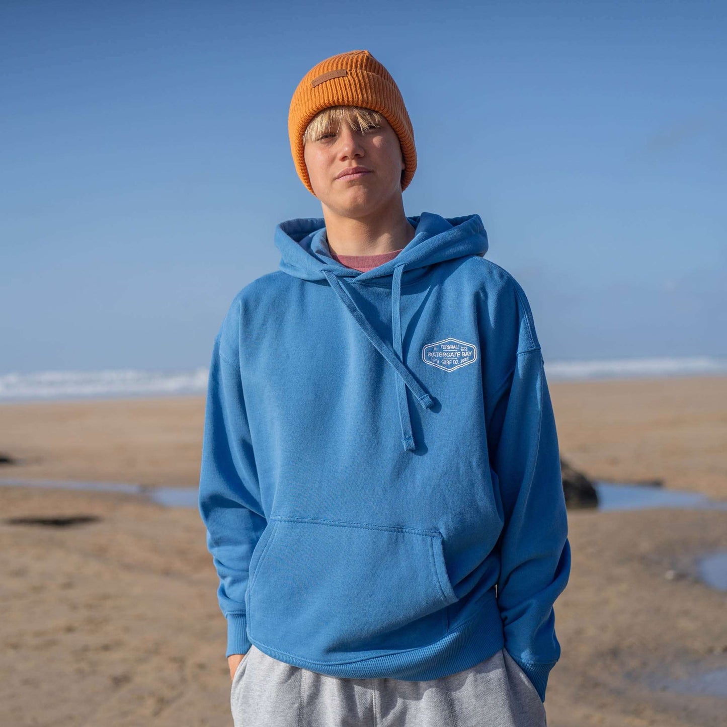 DIAMOND | EMBROIDERED HOODIE - BLUE -  - Watergate Bay Surf Company.