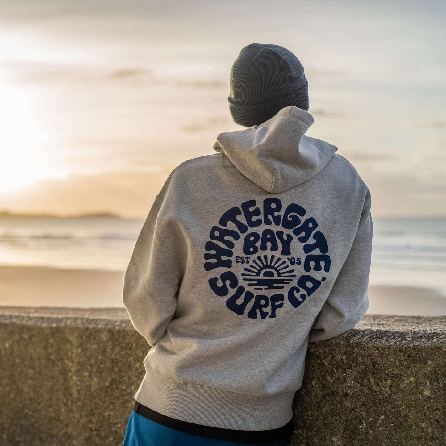 RETRO | HEAVY WEIGHT HOODIE - HEATHER GREY - - Watergate Bay Surf Company.