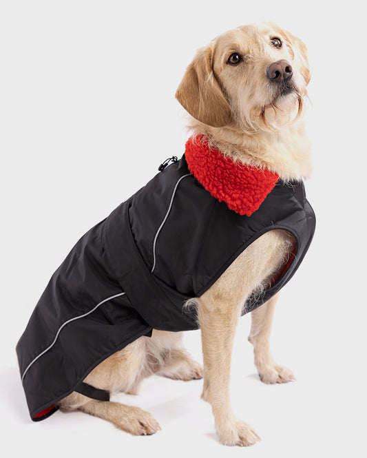 DRYROBE DOG COAT BLACK/RED