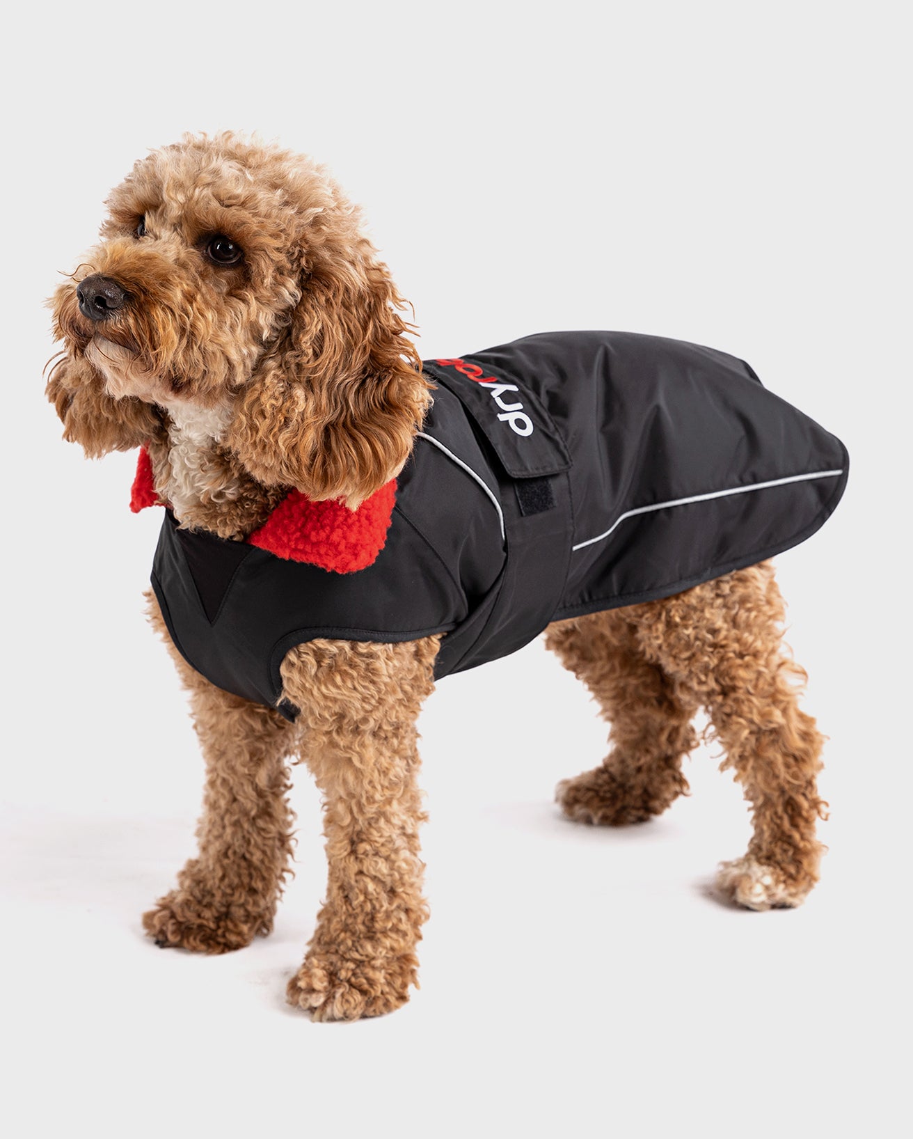 DRYROBE DOG COAT BLACK/RED