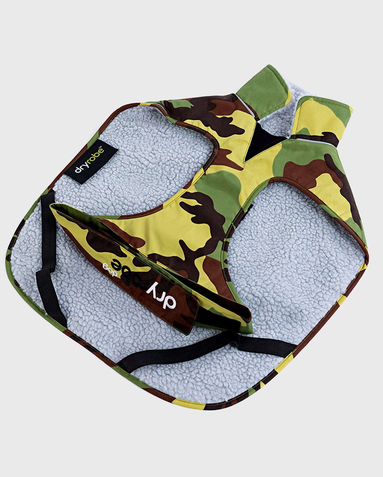 DRYROBE DOG COAT GREENCAMO/GREY