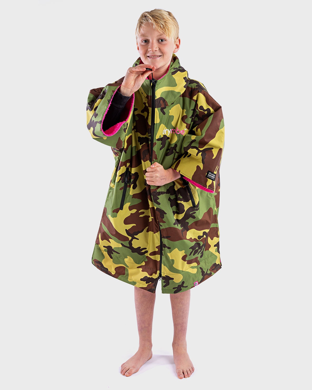 DRYROBE ADVANCED EASY-FIT GREENCAMO/PINK 5Y-9Y