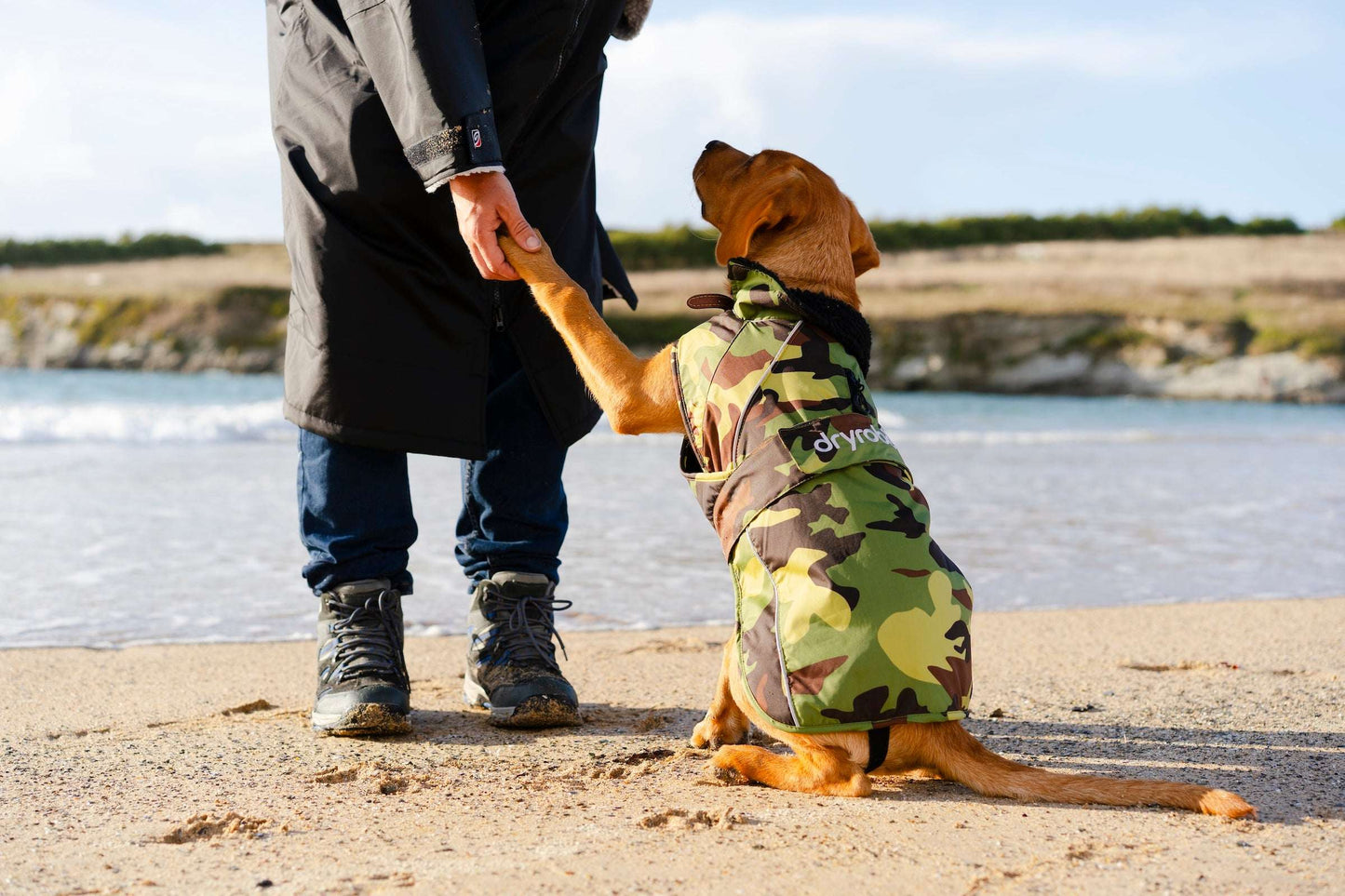 DRYROBE DOG COAT GREENCAMO/BLACK