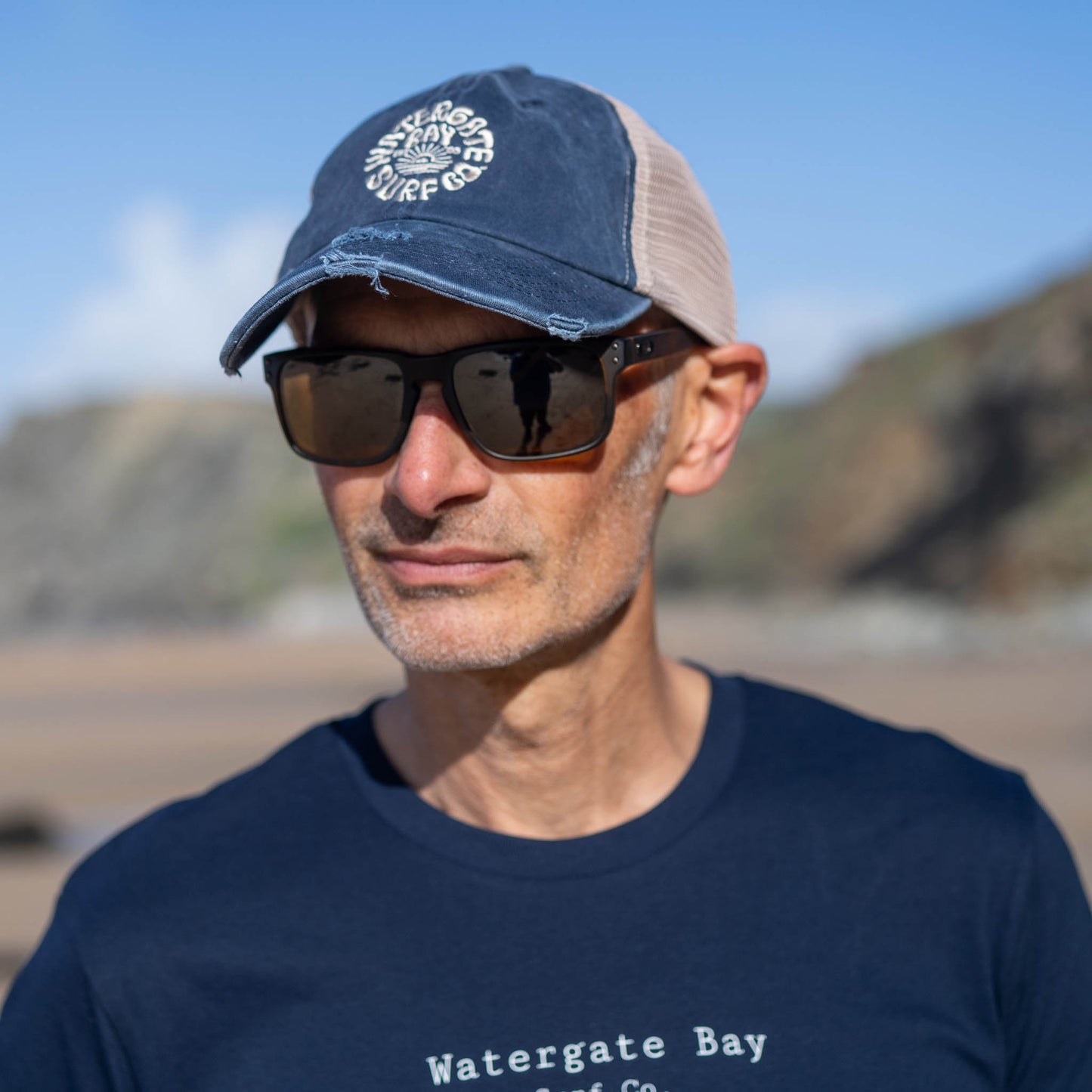 TEXT | LONG SLEEVE T-SHIRT - NAVY -  - Watergate Bay Surf Company.