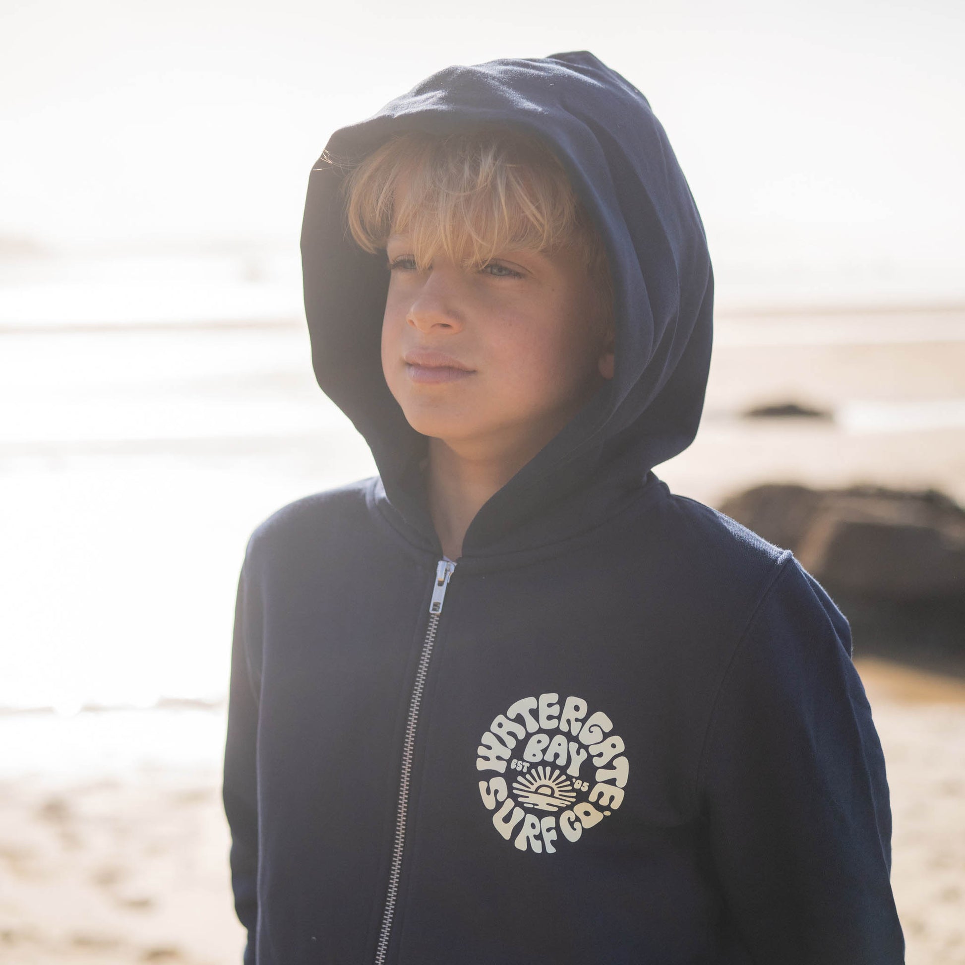 RETRO | KIDS ZIP HOODIE - NAVY -  - Watergate Bay Surf Company.