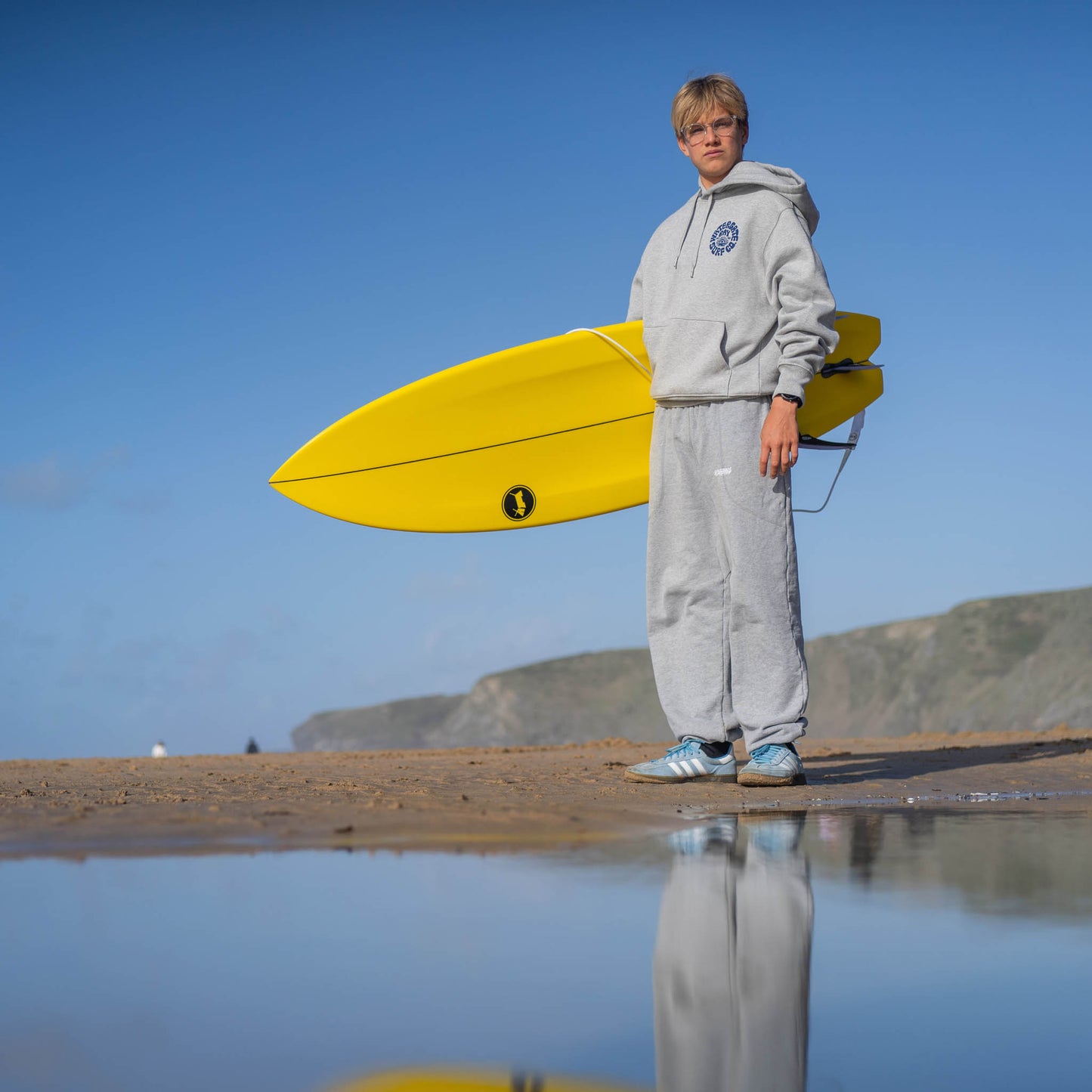 RETRO | HEAVY WEIGHT HOODIE - HEATHER GREY -  - Watergate Bay Surf Company.