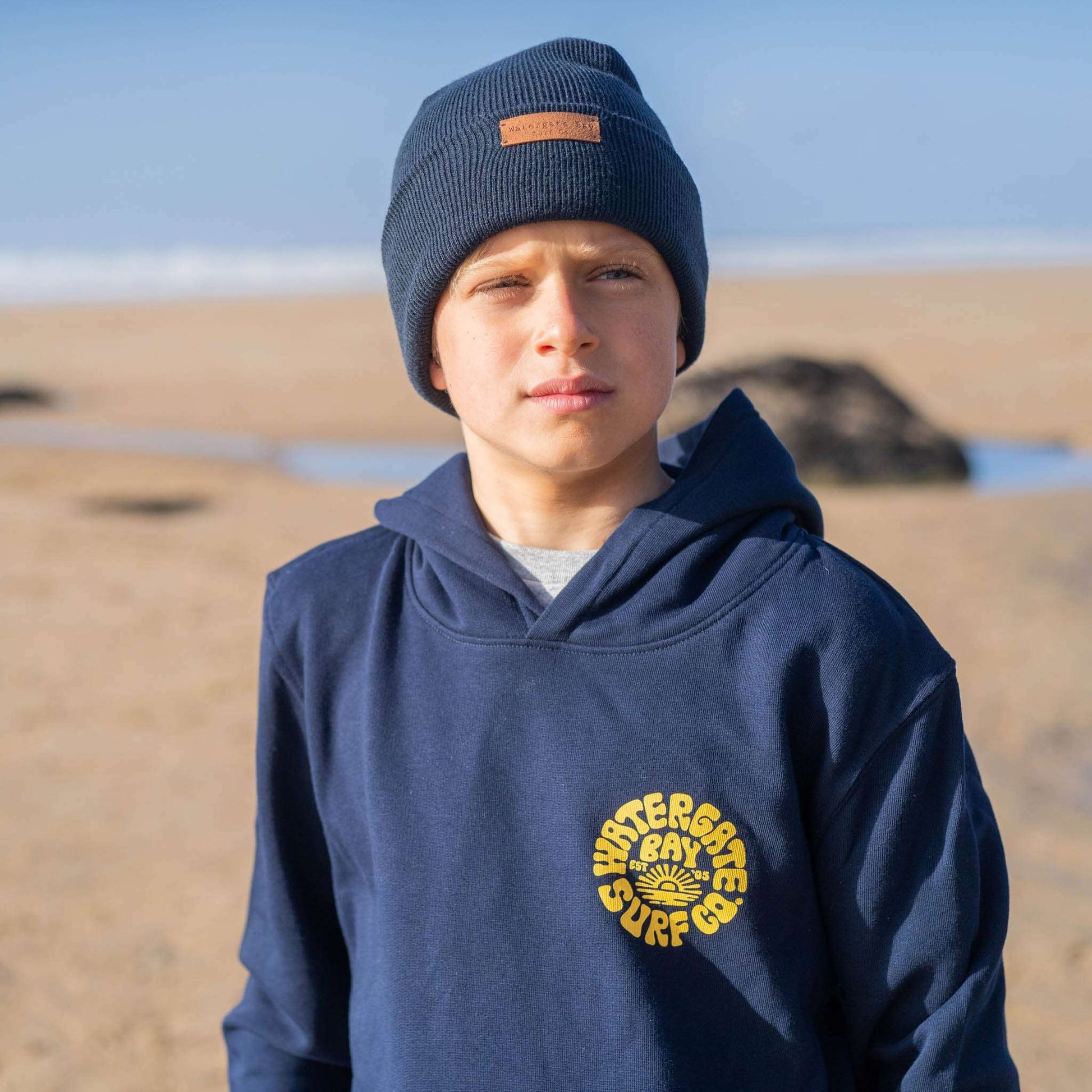 TEXT | KIDS FISHERMANS BEANIE - NAVY