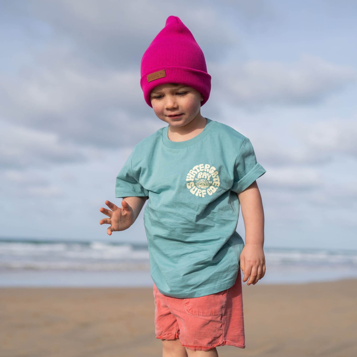 TEXT | KIDS FISHERMANS BEANIE - FUSHIA -  - Watergate Bay Surf Company.