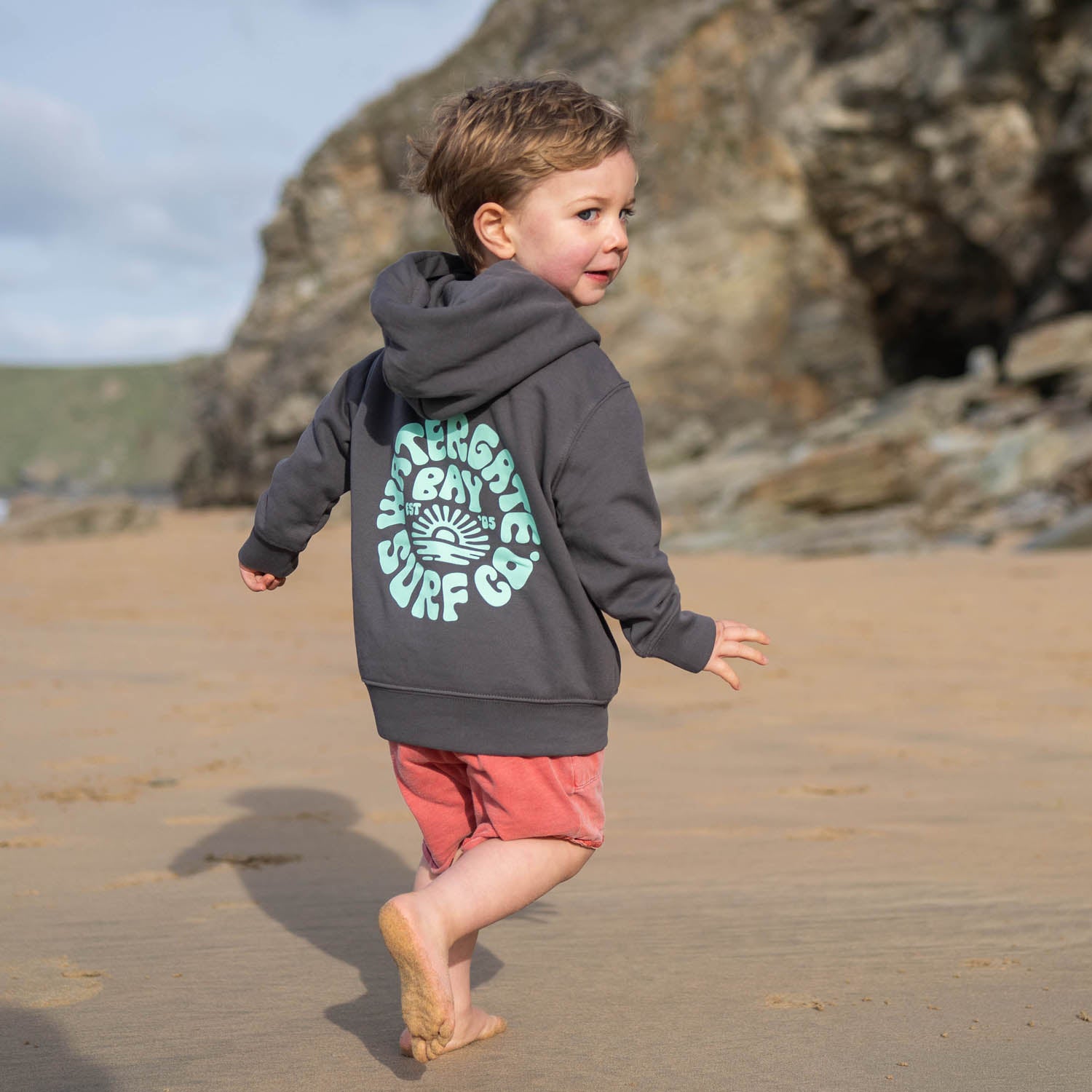 RETRO | KIDS HOODIE - ANTHRACITE -  - Watergate Bay Surf Company.