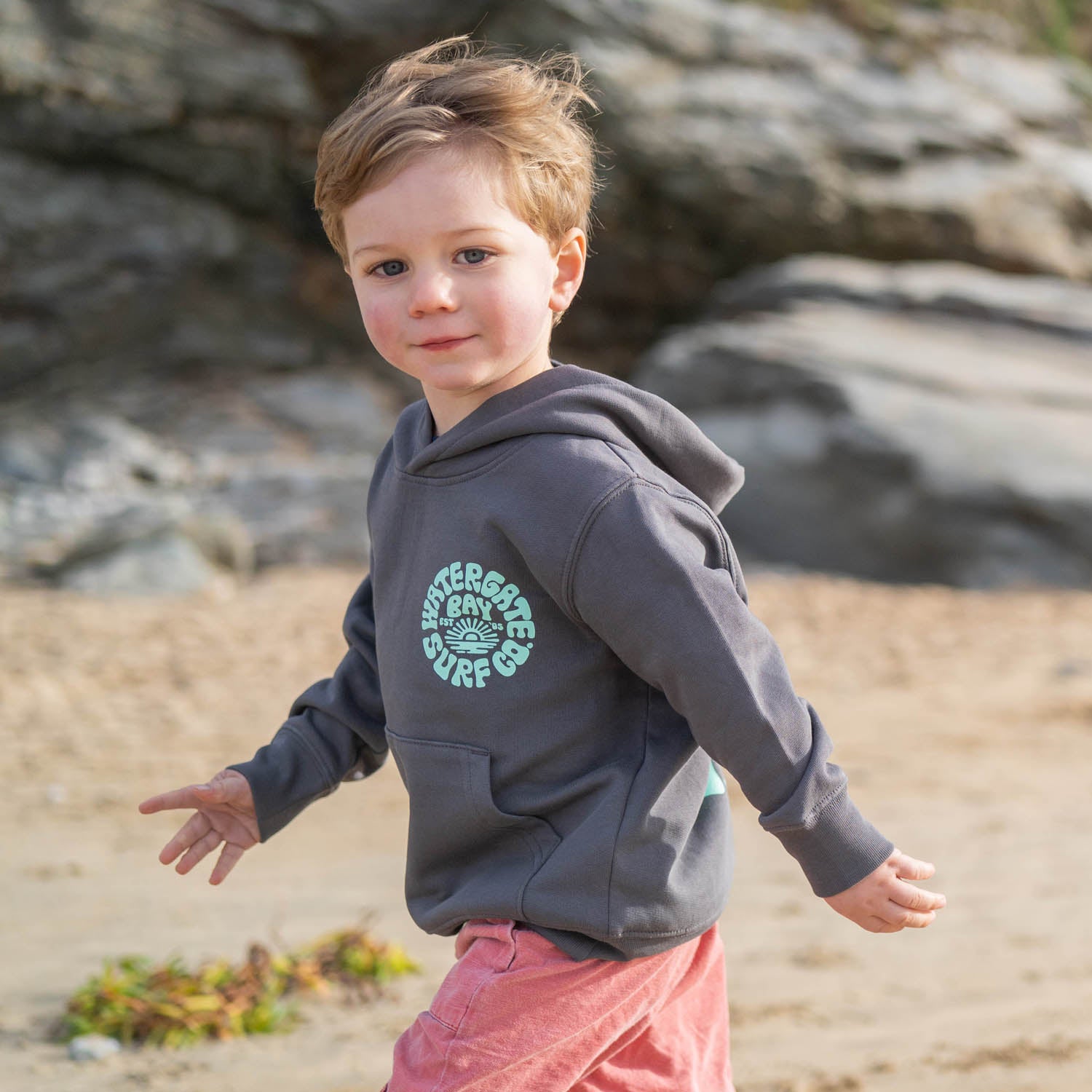 RETRO | KIDS HOODIE - ANTHRACITE -  - Watergate Bay Surf Company.