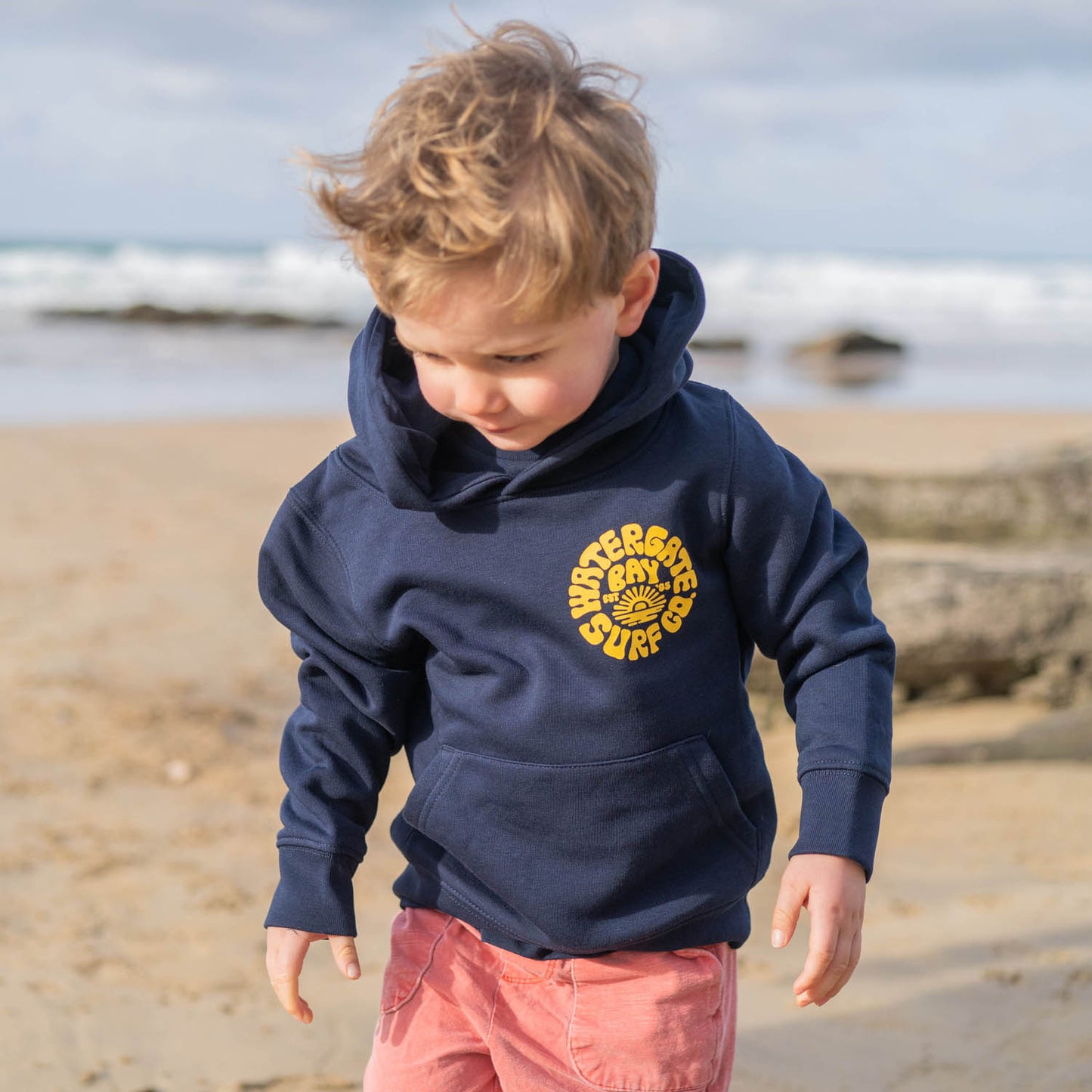 RETRO | KIDS HOODIE - NAVY -  - Watergate Bay Surf Company.