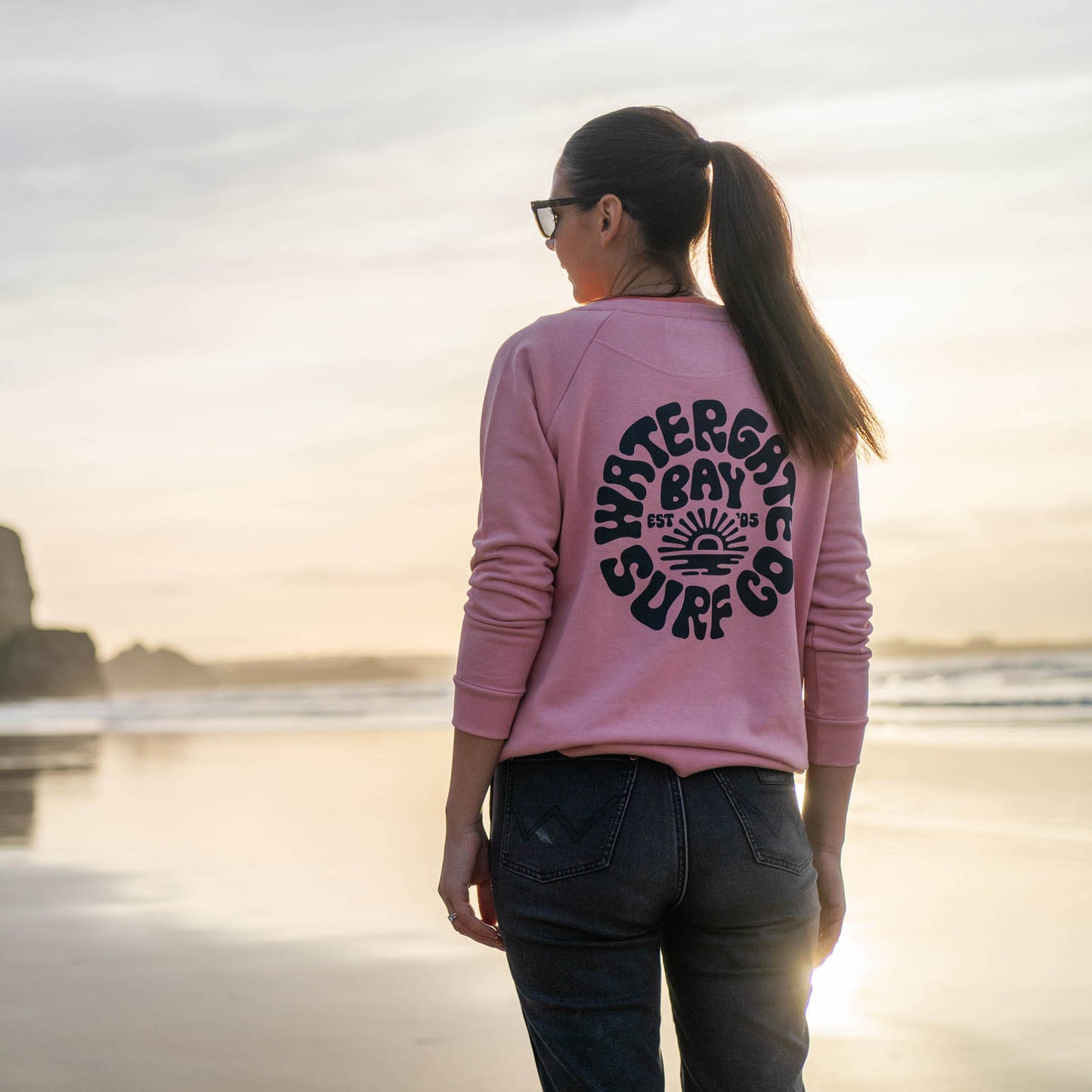 RETRO | WOMENS RELAXED SWEATSHIRT - CANYON PINK -  - Watergate Bay Surf Company.