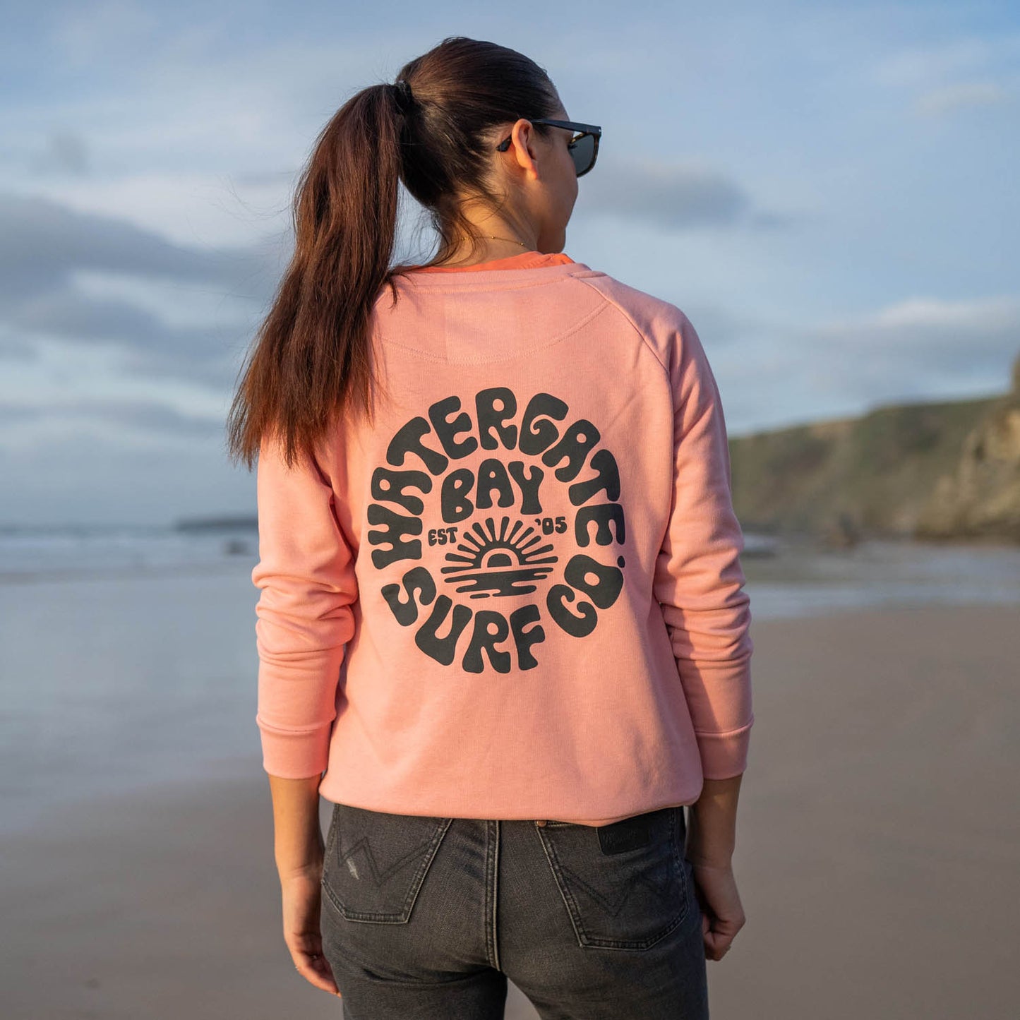 RETRO | WOMENS RELAXED SWEATSHIRT - CANYON PINK -  - Watergate Bay Surf Company.