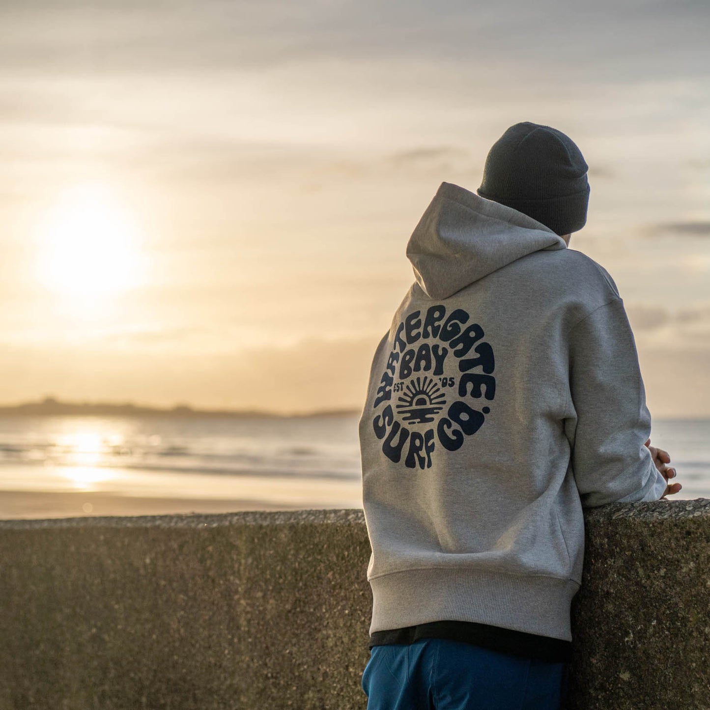 RETRO | HEAVY WEIGHT HOODIE - HEATHER GREY -  - Watergate Bay Surf Company.