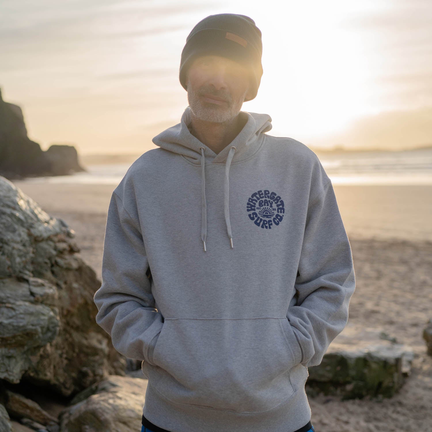 RETRO | HEAVY WEIGHT HOODIE - HEATHER GREY -  - Watergate Bay Surf Company.