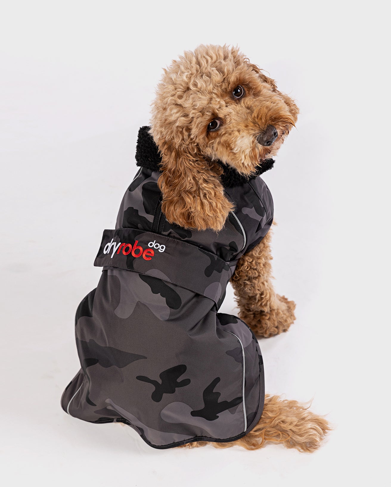 DRYROBE DOG COAT BLACKCAMO/BLACK