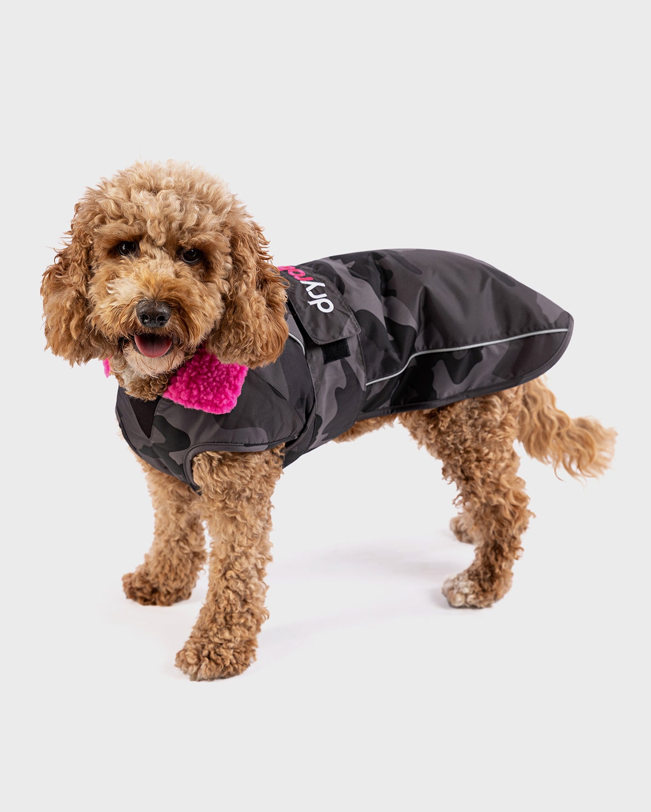 DRYROBE DOG COAT BLACKCAMO/PINK
