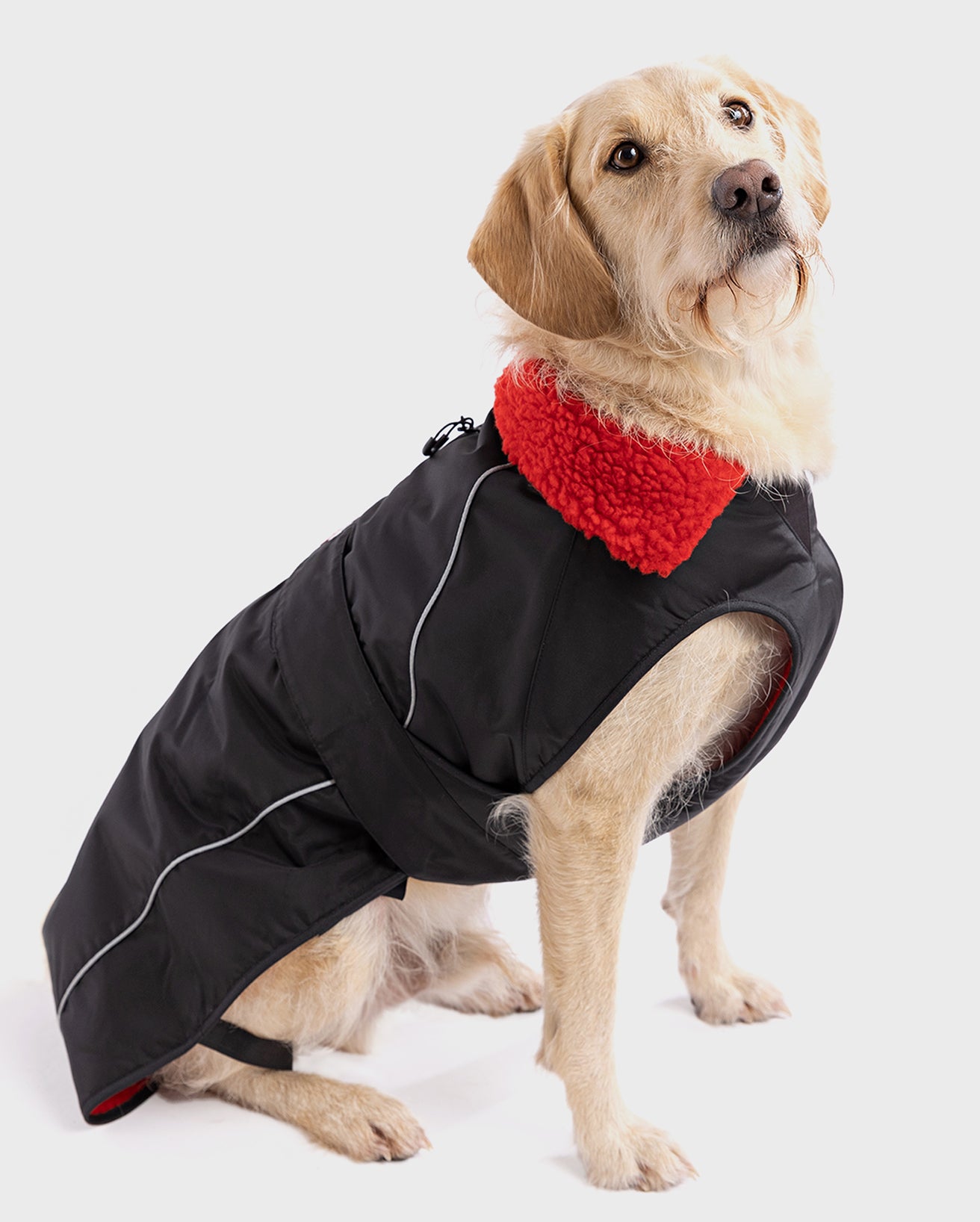 DRYROBE DOG COAT BLACK/RED