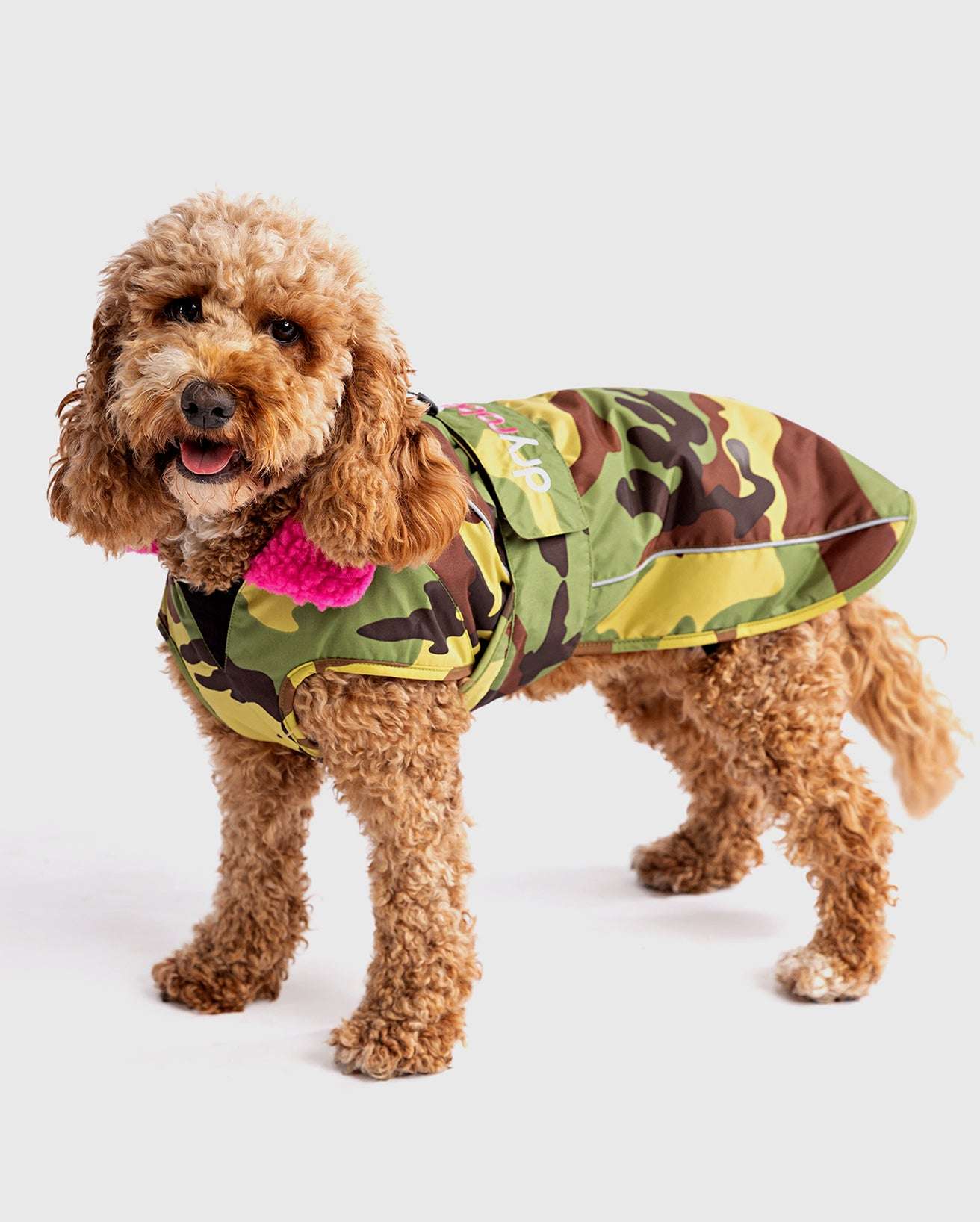 DRYROBE DOG COAT GREENCAMO/PINK