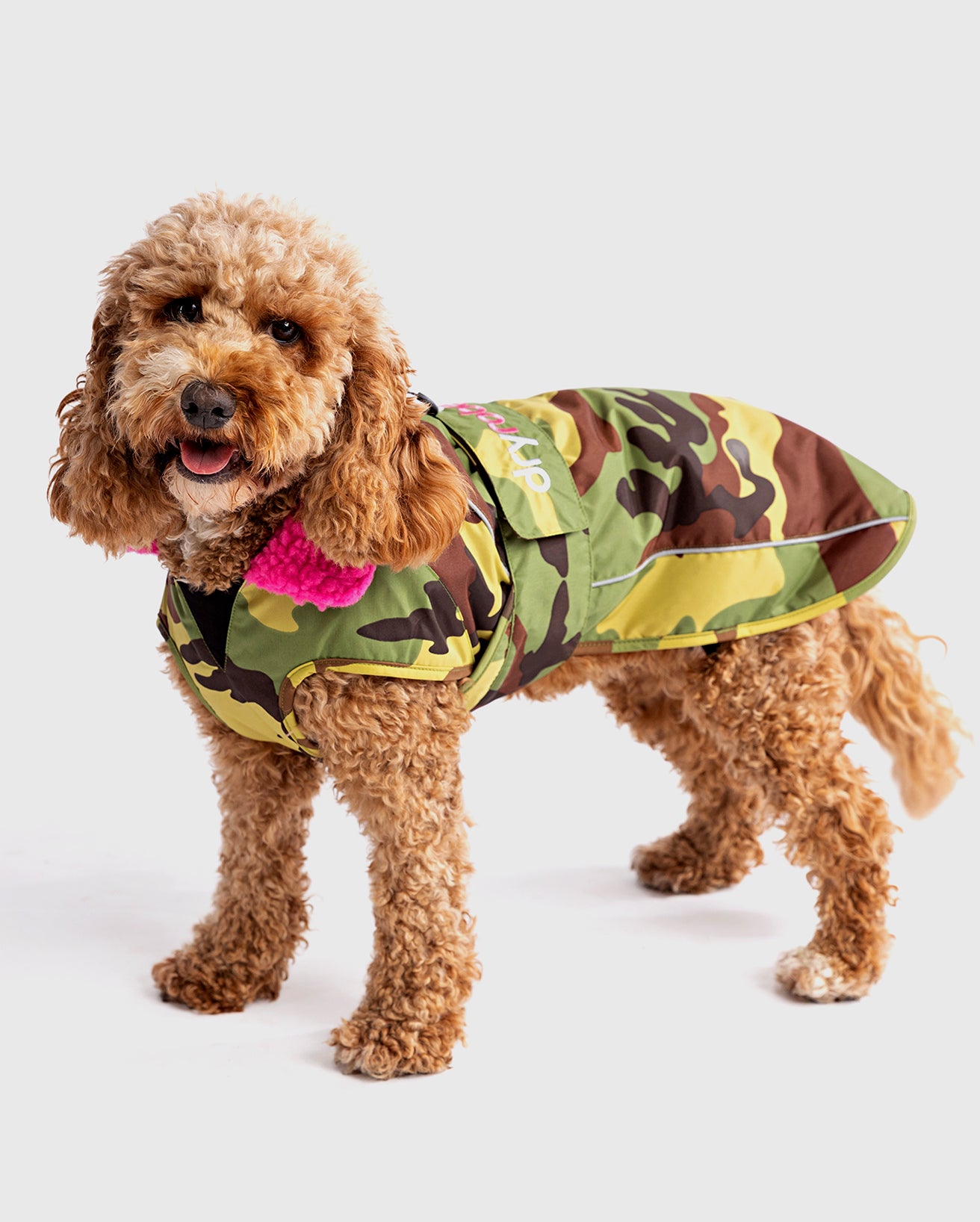 DRYROBE DOG COAT GREENCAMO/PINK