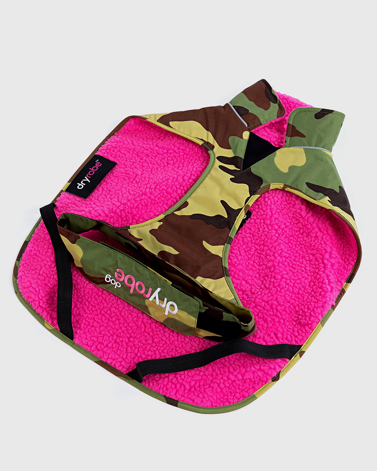 DRYROBE DOG COAT GREENCAMO/PINK